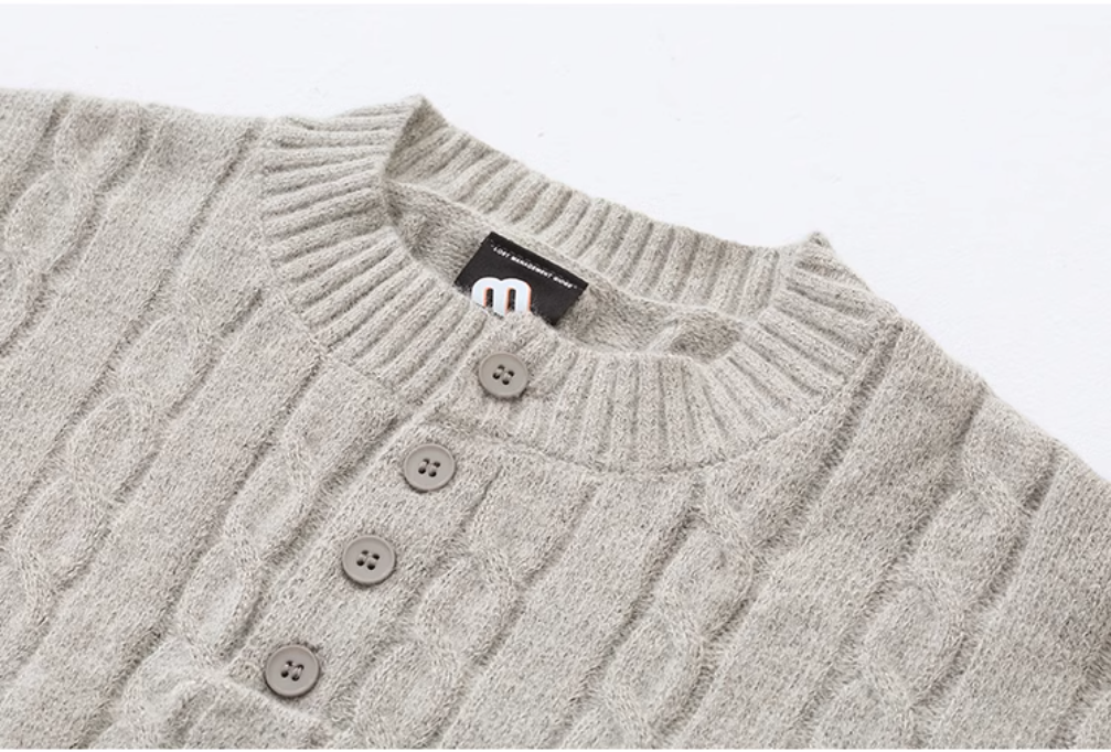 Henley Pullover Herren aus Wolle